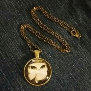 Wise Owl Cabochon Pendant Necklace
